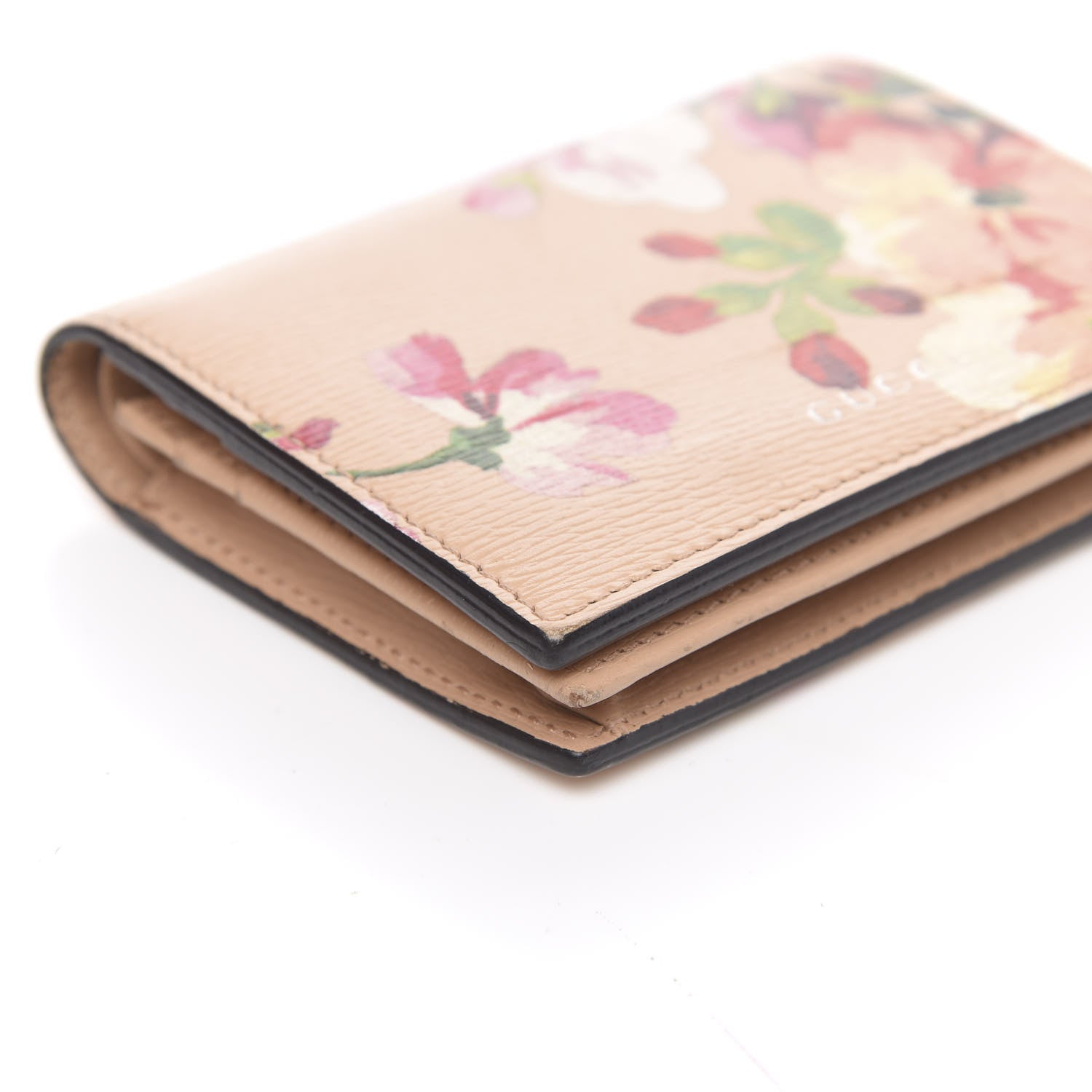 Gucci Shangai Calfskin Blooms Print Card Case Wallet Pink Apricot Multicolor 10 of 11