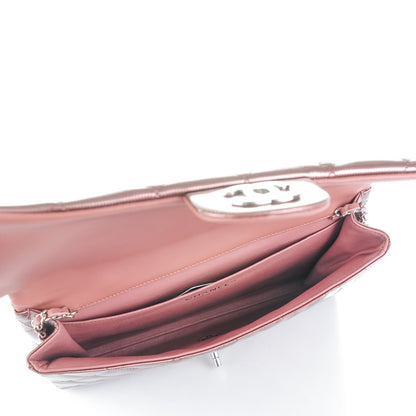 Chanel Striated Patent Quilted Clutch With Chain Flap Dark Pink 6 of 8