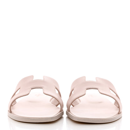 Hermes Box Calfskin Oran Sandals 38.5 Rose Pale 2 of 9