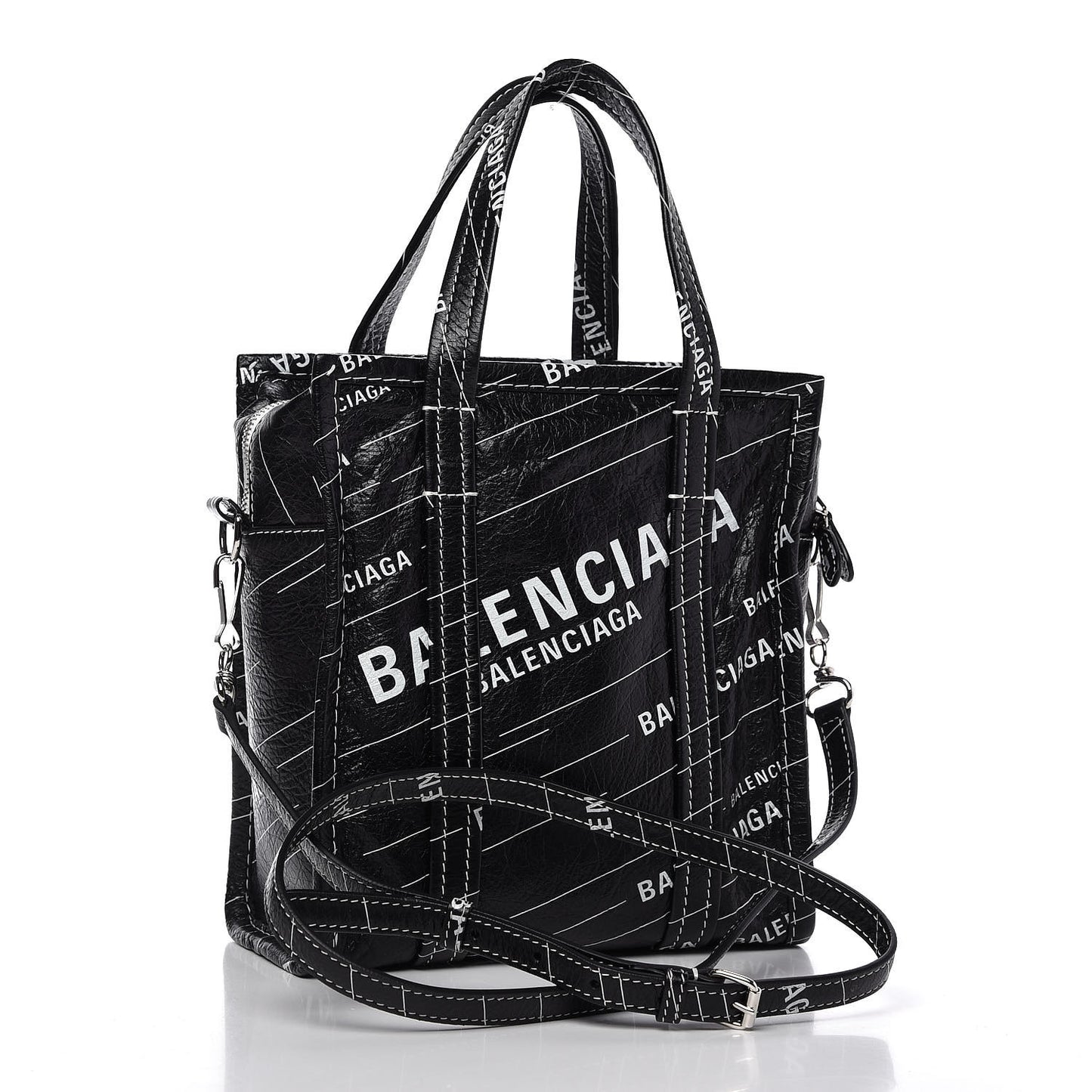 Agneau Arena Logo Multicolor Print XS Bazar Shopper Tote Black White