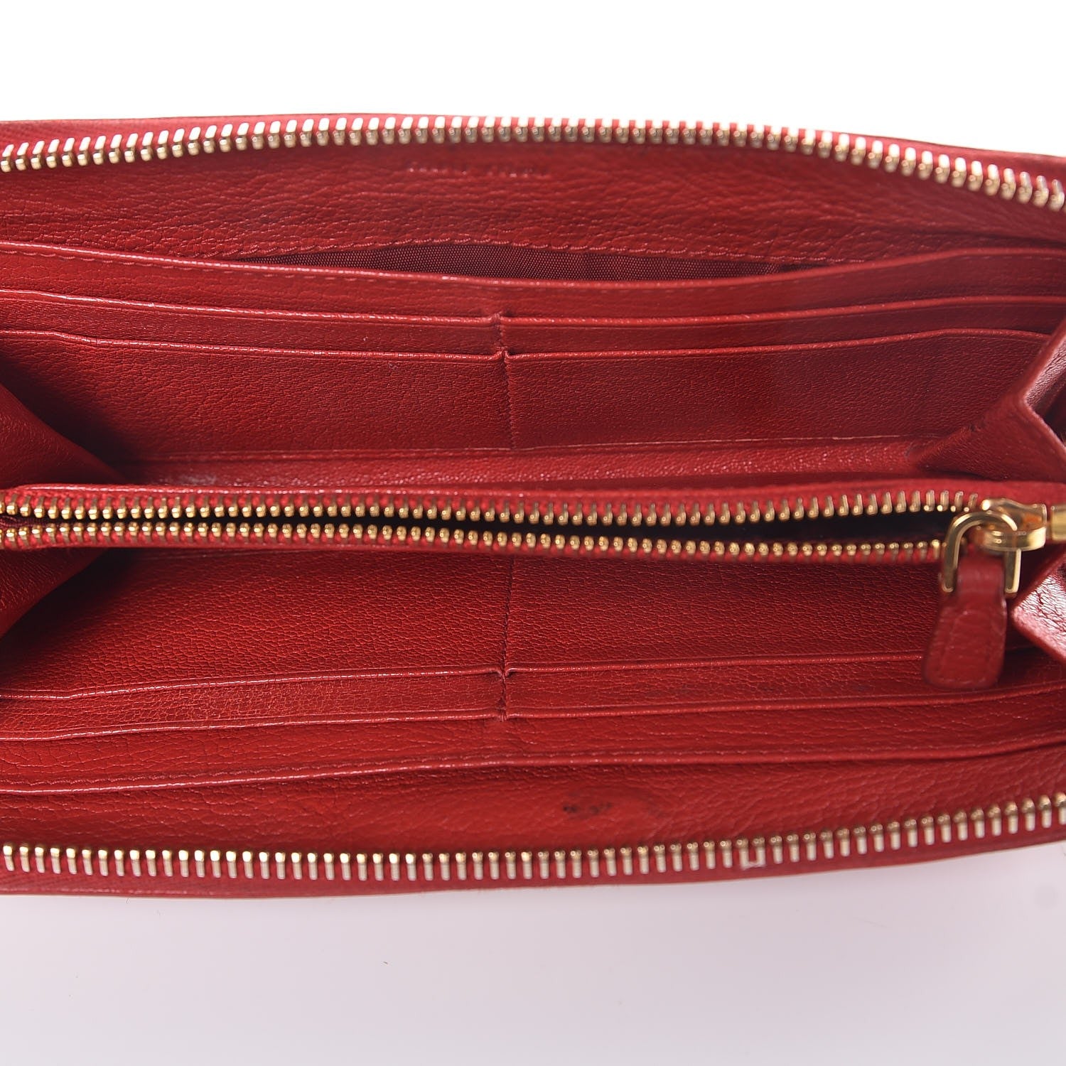 Miu Miu Grained Calfskin Zip Around Wallet Rosso 5 of 14