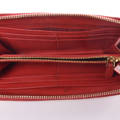Miu Miu Grained Calfskin Zip Around Wallet Rosso 5 of 14