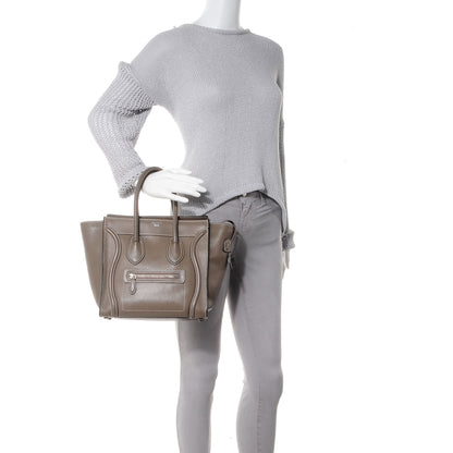 Celine Drummed Calfskin Micro Luggage Souris 2 of 9