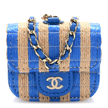 Chanel Raffia Jute Striped Airpods Pro Case Blue Beige 1 of 11