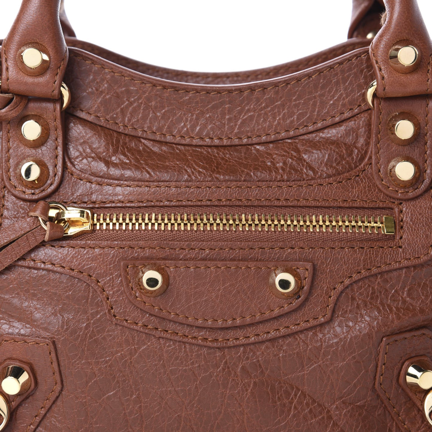 Agneau Classic Gold Hardware Mini City Marron Cognac