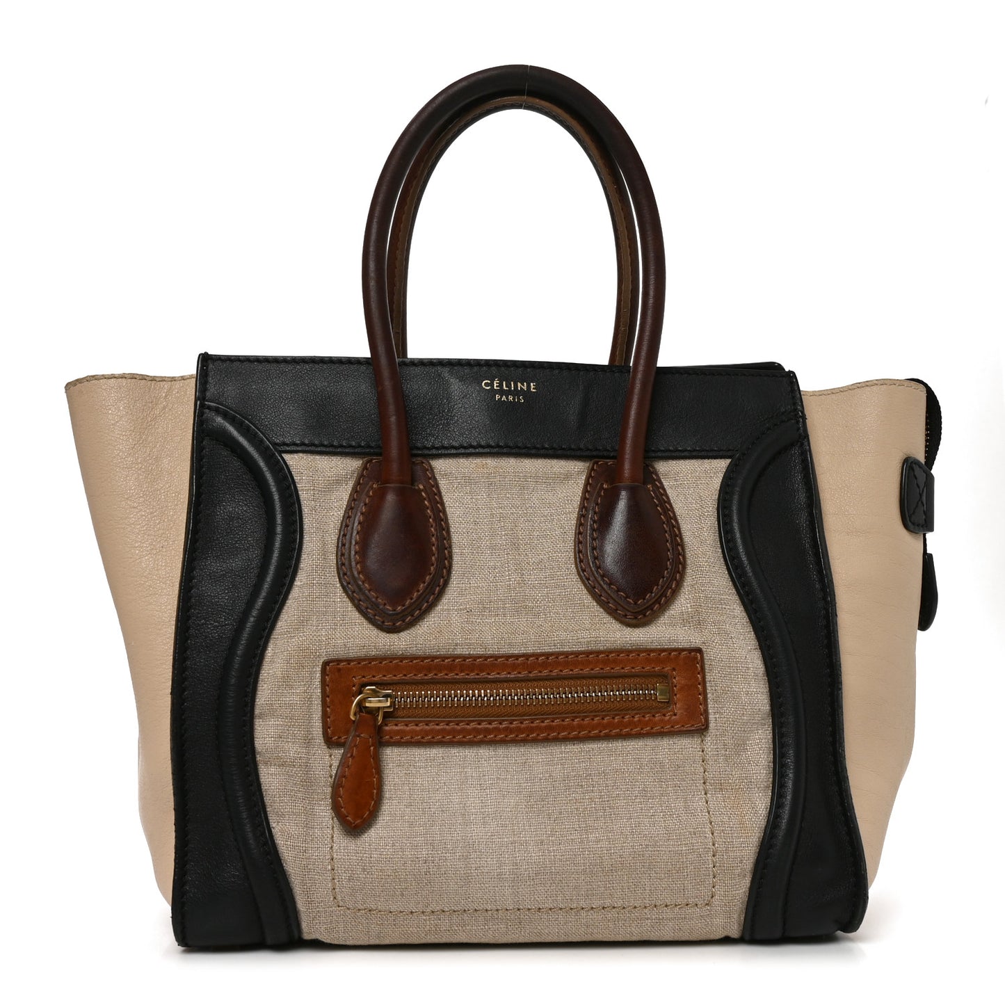 Canvas Smooth Calfskin Micro Tri-Color Luggage Natural Black Tan