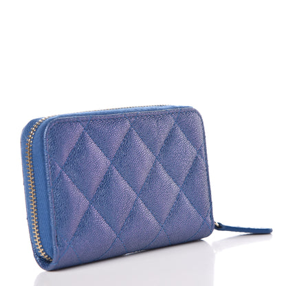 Chanel Metallic Caviar Quilted Zip Coin Purse Dark Blue 3 of 8