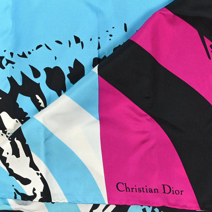 Christian Dior Silk D-Jungle Pop Scarf 90 Blue 2 of 3