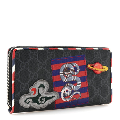 Gucci GG Supreme Monogram Night Courrier Embroidered Zip Around Wallet 3 of 8