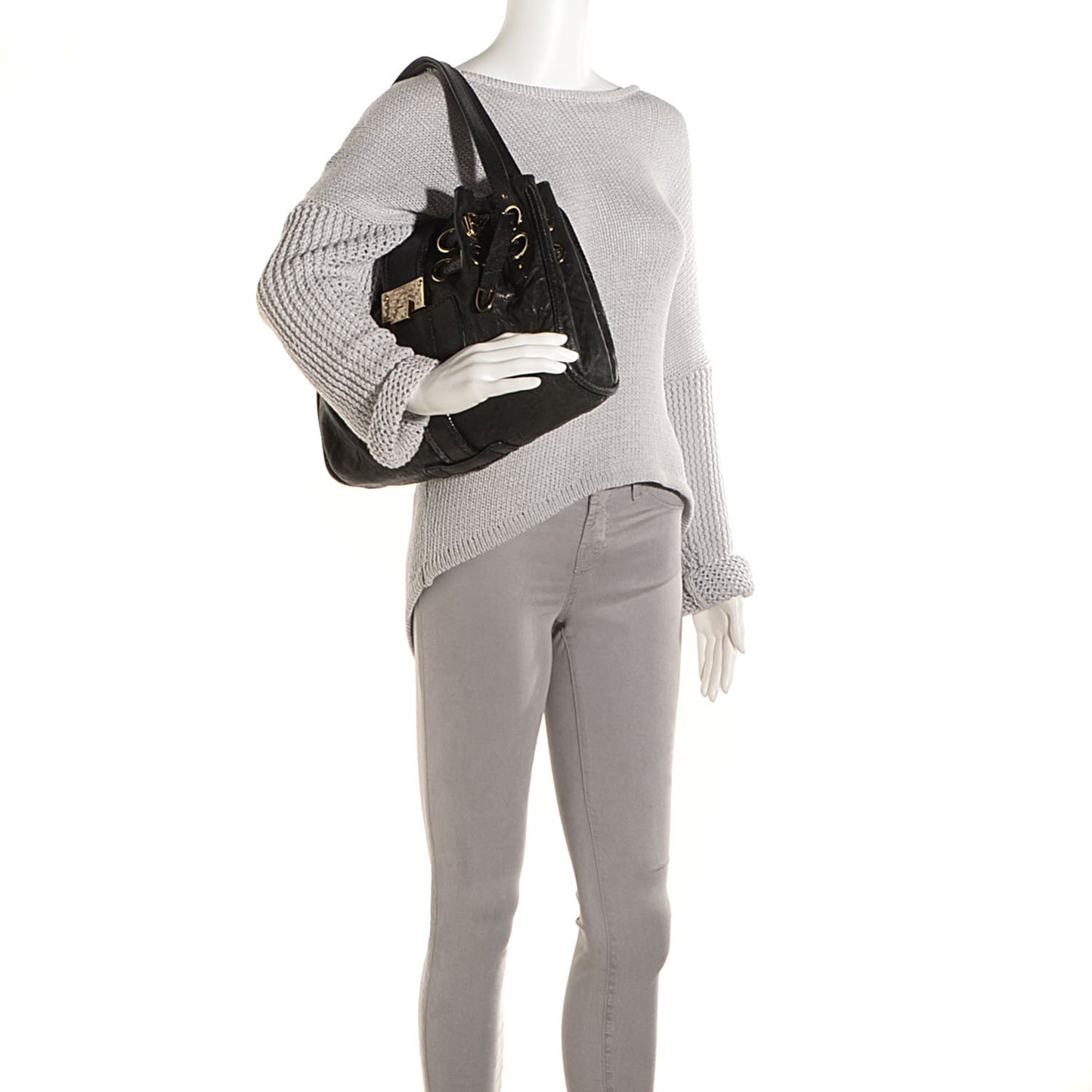 Biker Leather Elaphe Snakeskin Trim Ramona Black