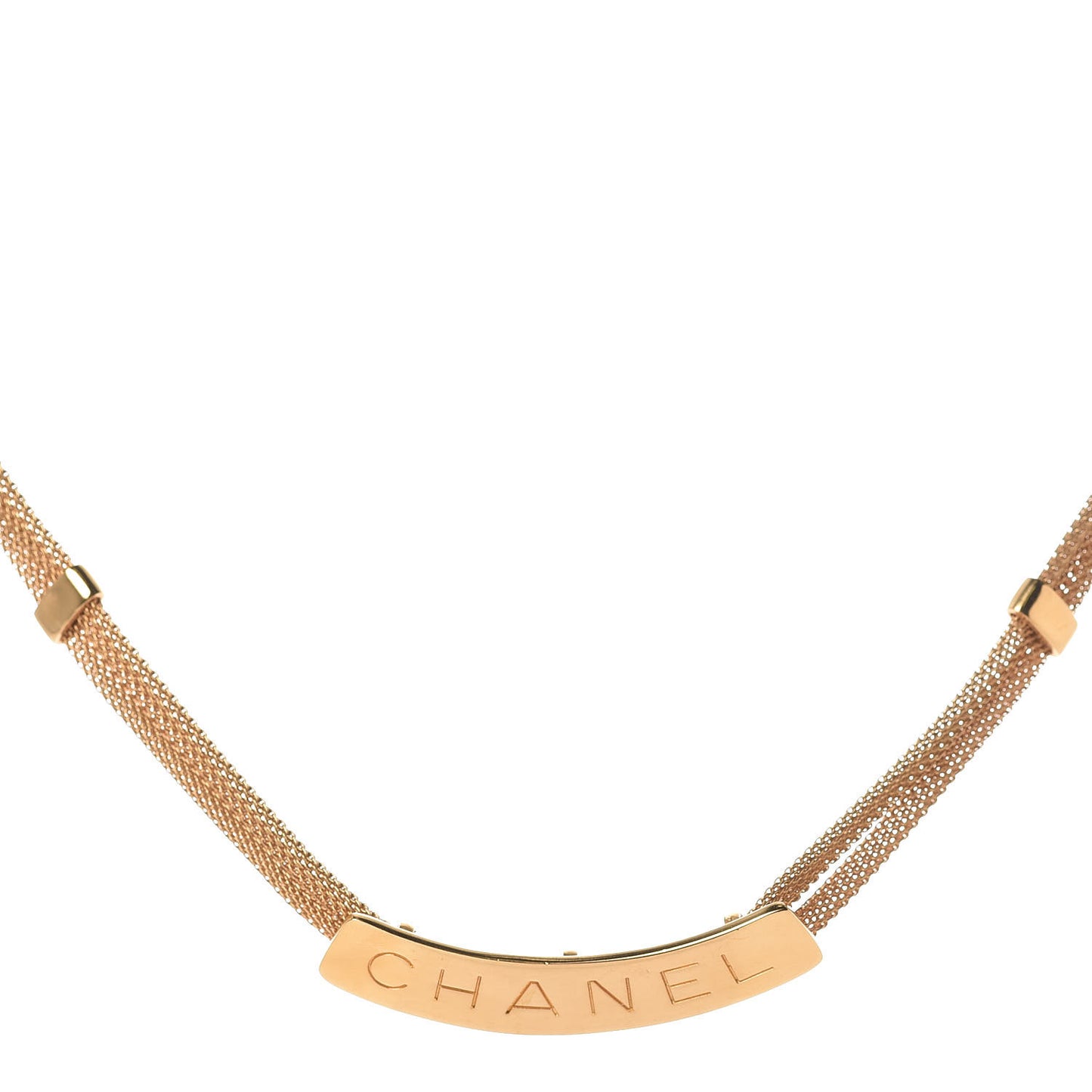 Metal Mesh Logo Choker Necklace Gold
