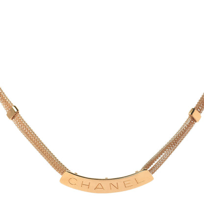 Chanel Metal Mesh Logo Choker Necklace Gold 1 of 5
