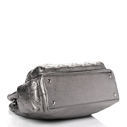 Versace Metallic Calfskin Front Pocket Shoulder Bag Silver 4 of 8