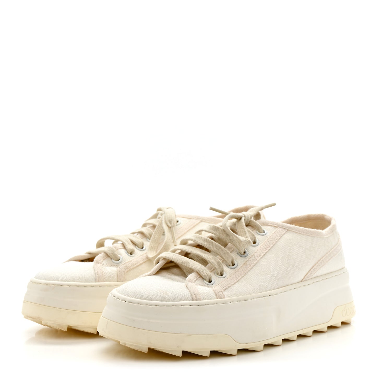GG Monogram Womens 1977 Tennis Platform 52mm Sneakers 39.5 Great White Mystic White