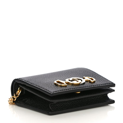 Gucci Grainy Calfskin Zumi Chain Card Case Wallet Black 4 of 10
