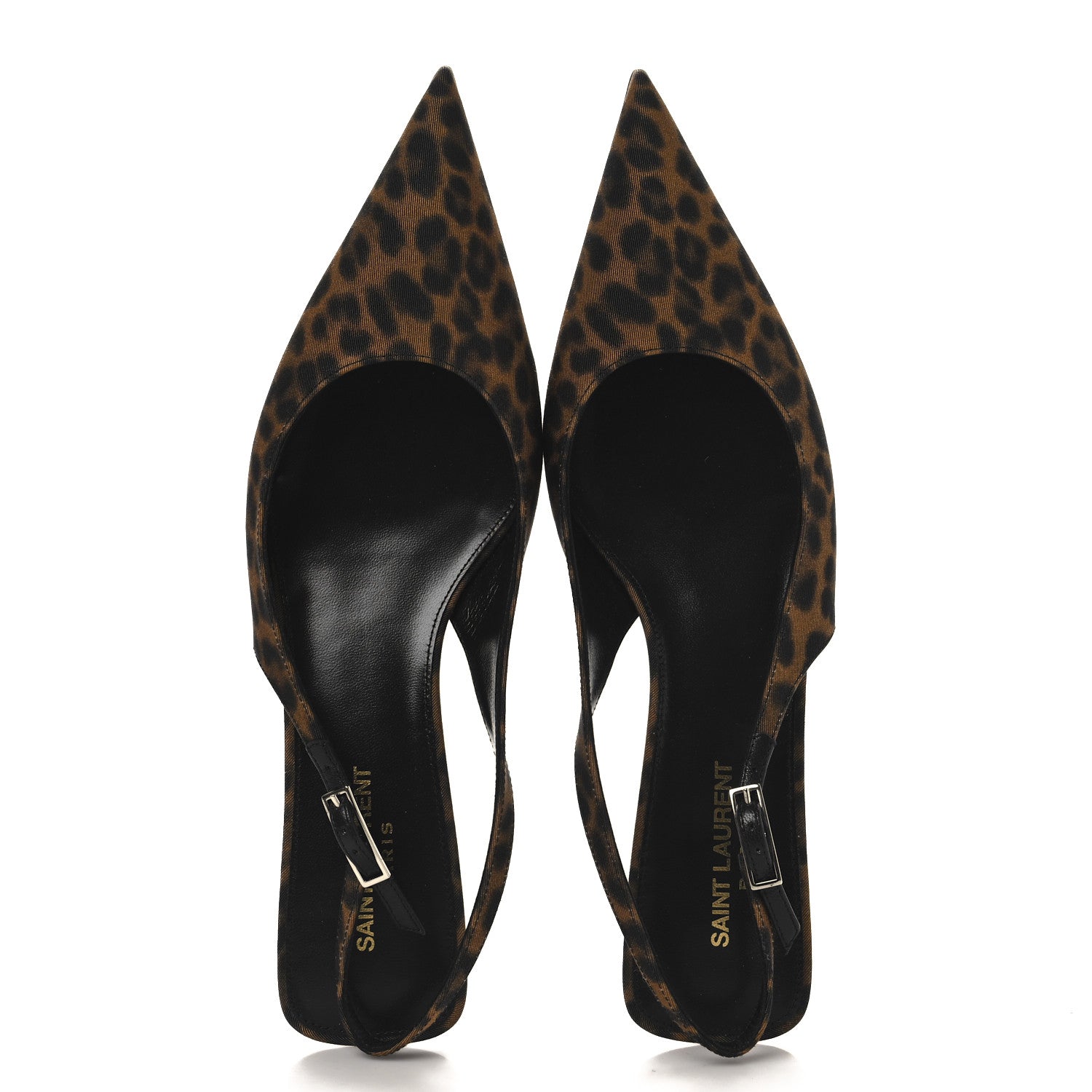 Saint Laurent Canvas Leopard Print Quadria 30 Slingback Pumps 39.5 Manto Naturale 2 of 10