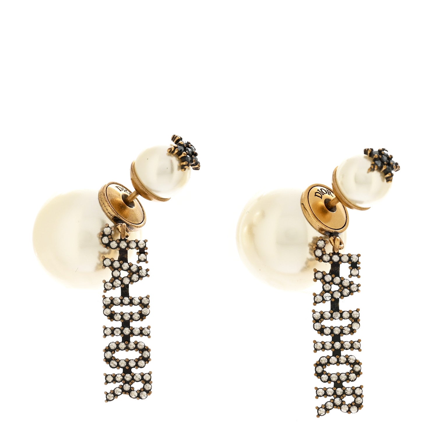 Christian Dior Pearl Crystal J'Adior Tribales Earrings Antique Gold 1 of 5