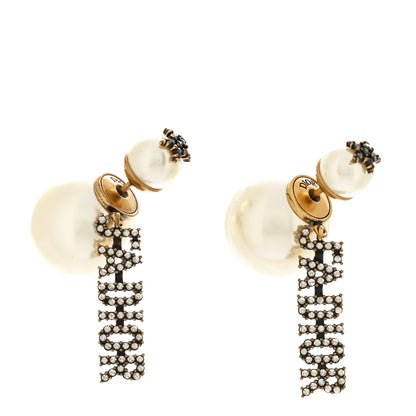 Christian Dior Pearl Crystal J'Adior Tribales Earrings Antique Gold 1 of 5