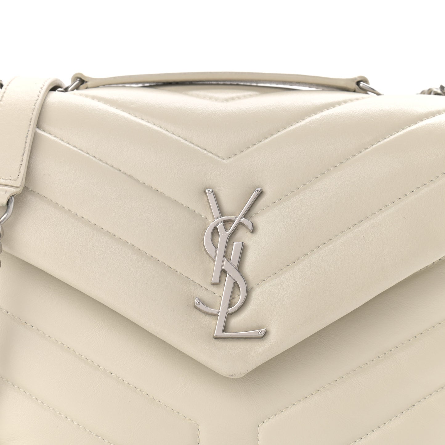 Calfskin Y Quilted Monogram Small Loulou Chain Satchel Crema Soft