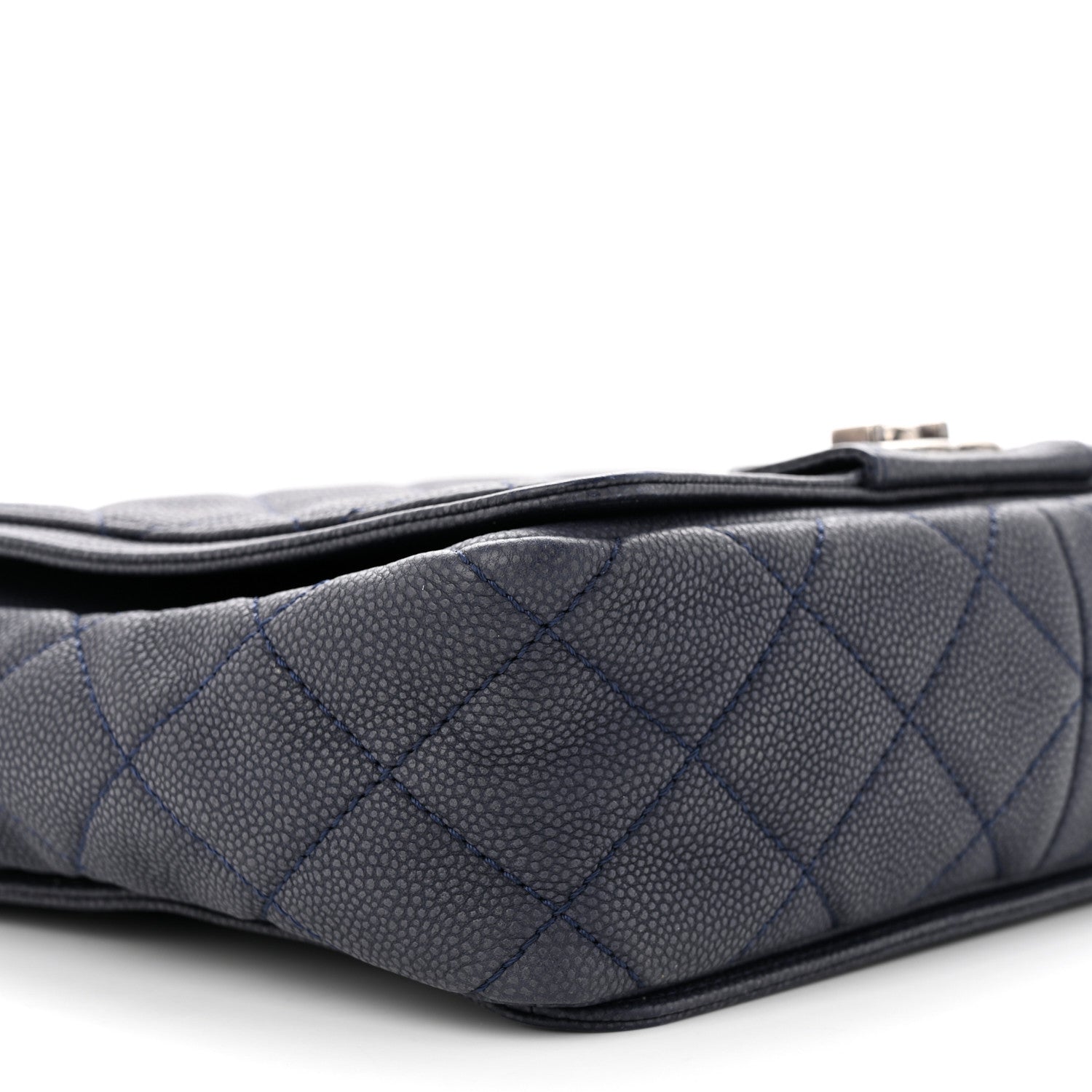 Chanel Washed Caviar Quilted Small Square Turn Around Ligne Flap Navy 9 of 11