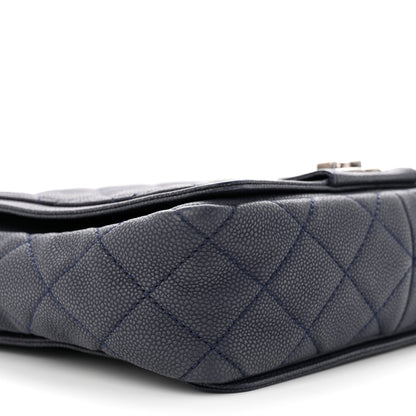 Chanel Washed Caviar Quilted Small Square Turn Around Ligne Flap Navy 9 of 11