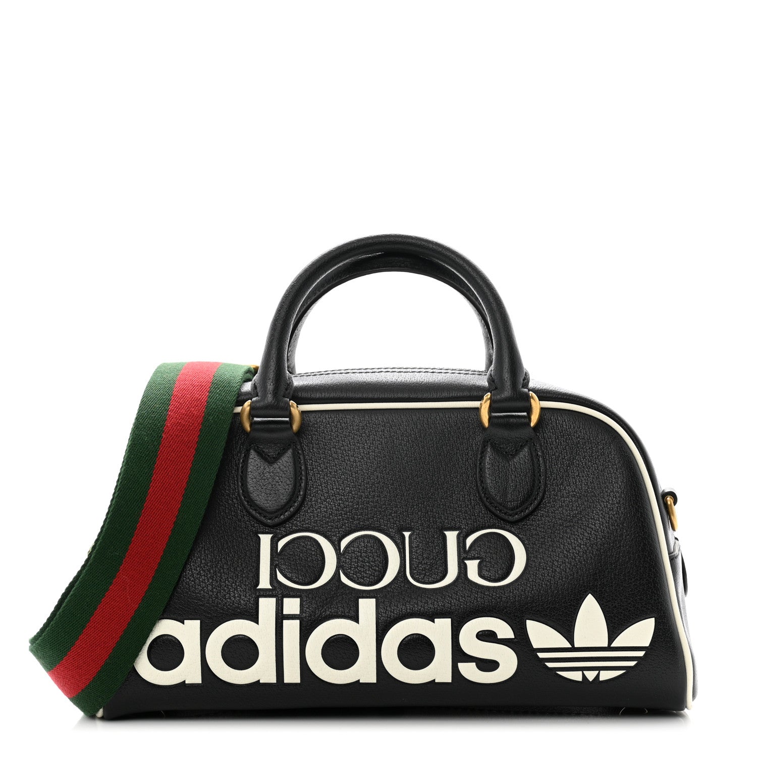 Gucci X ADIDAS Textured Dollar Calfskin Web Trefoil Logo Embossed