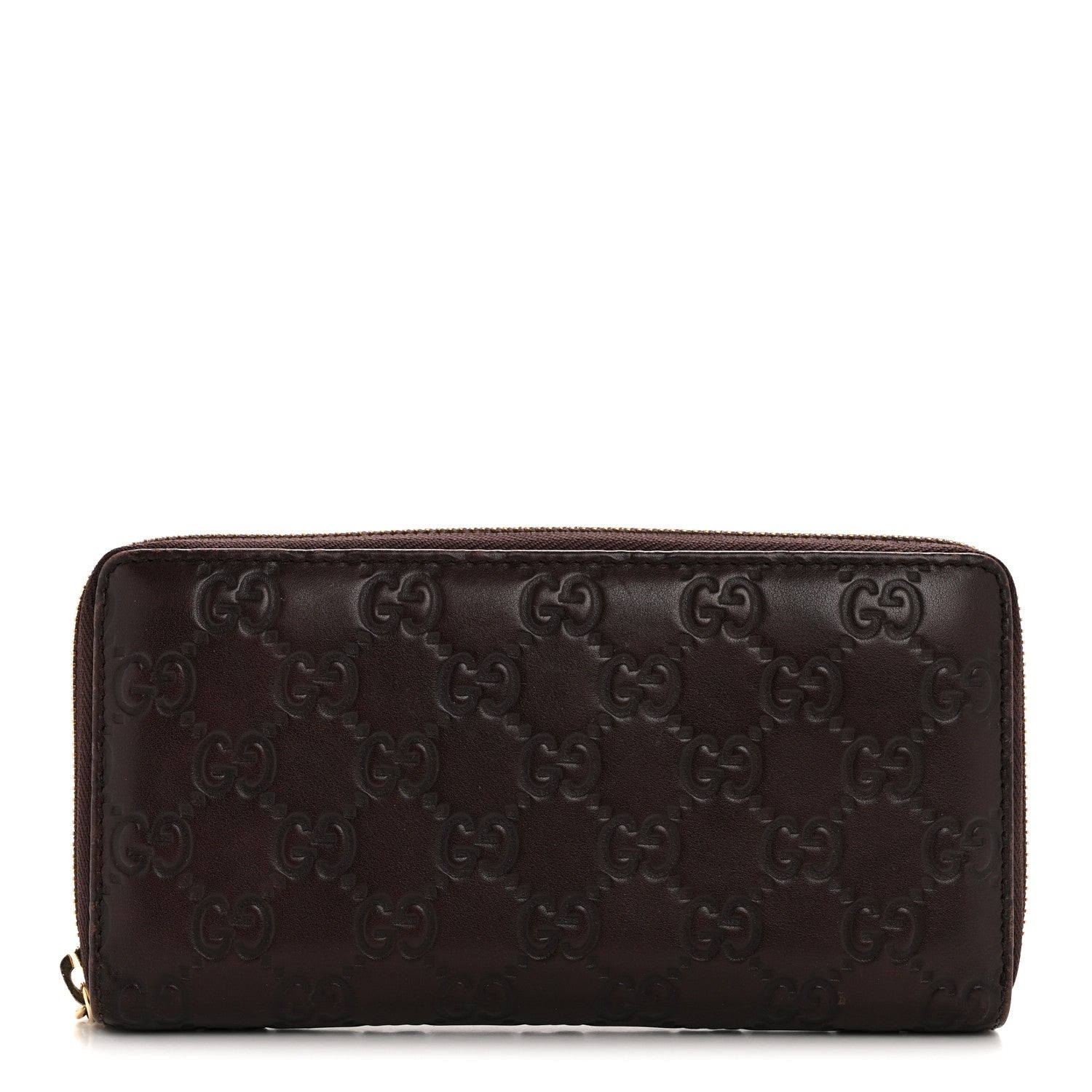 Gucci Guccissima GG Pierce Zip Around Wallet Dark Brown 1 of 11
