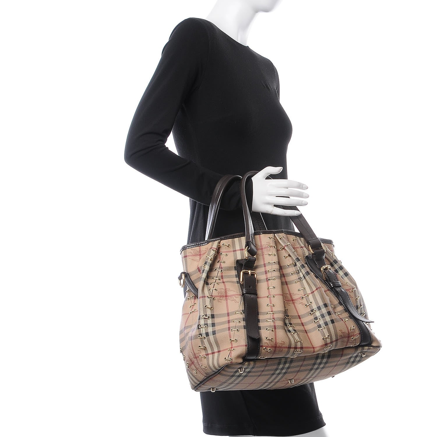 Burberry Haymarket Check Metal Stitch Lowry Dark Brown 2 of 24