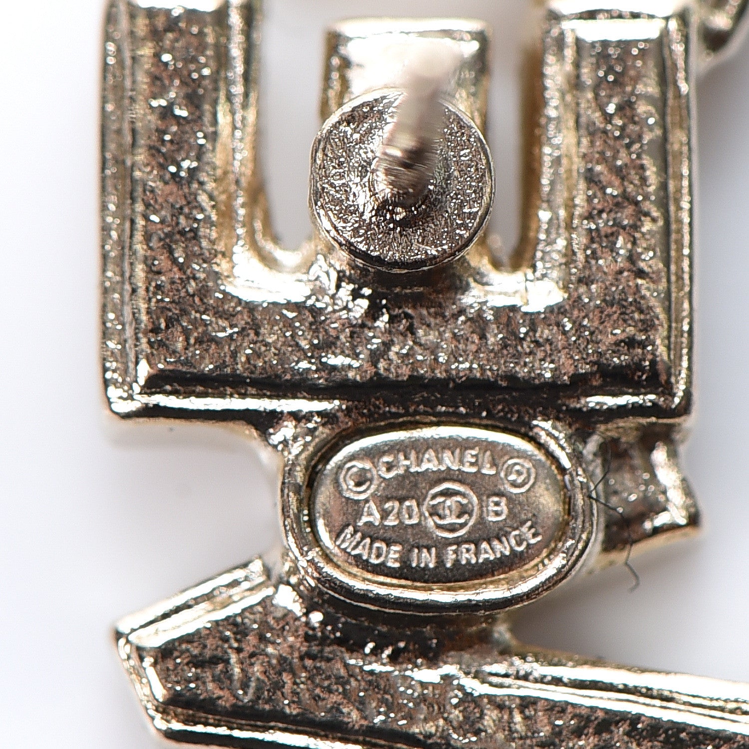 Chanel Crystal Pearl Signature Stud Earrings Gold 4 of 5