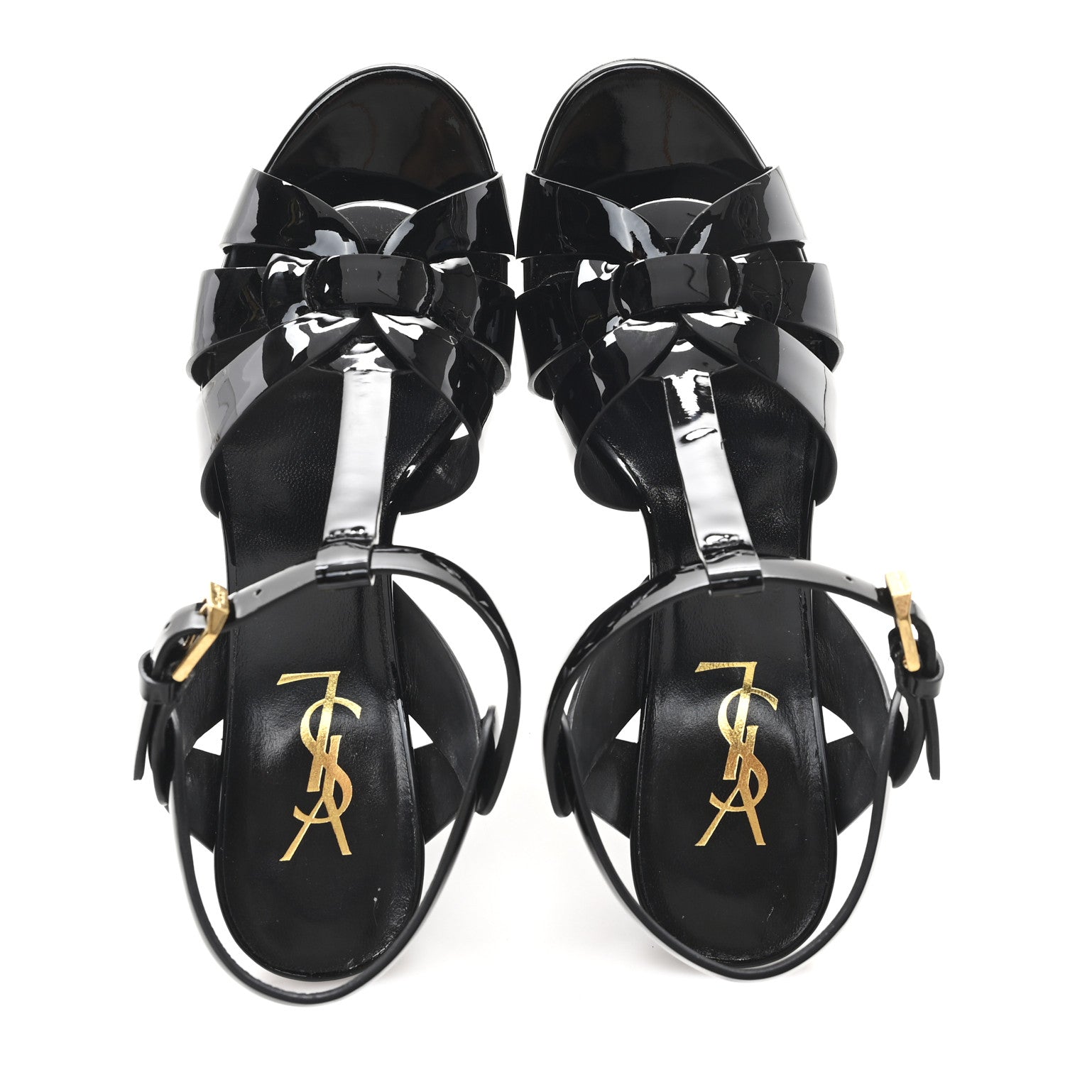 Saint Laurent Patent Tribute 75 Platform Sandals 37 Black 2 of 10