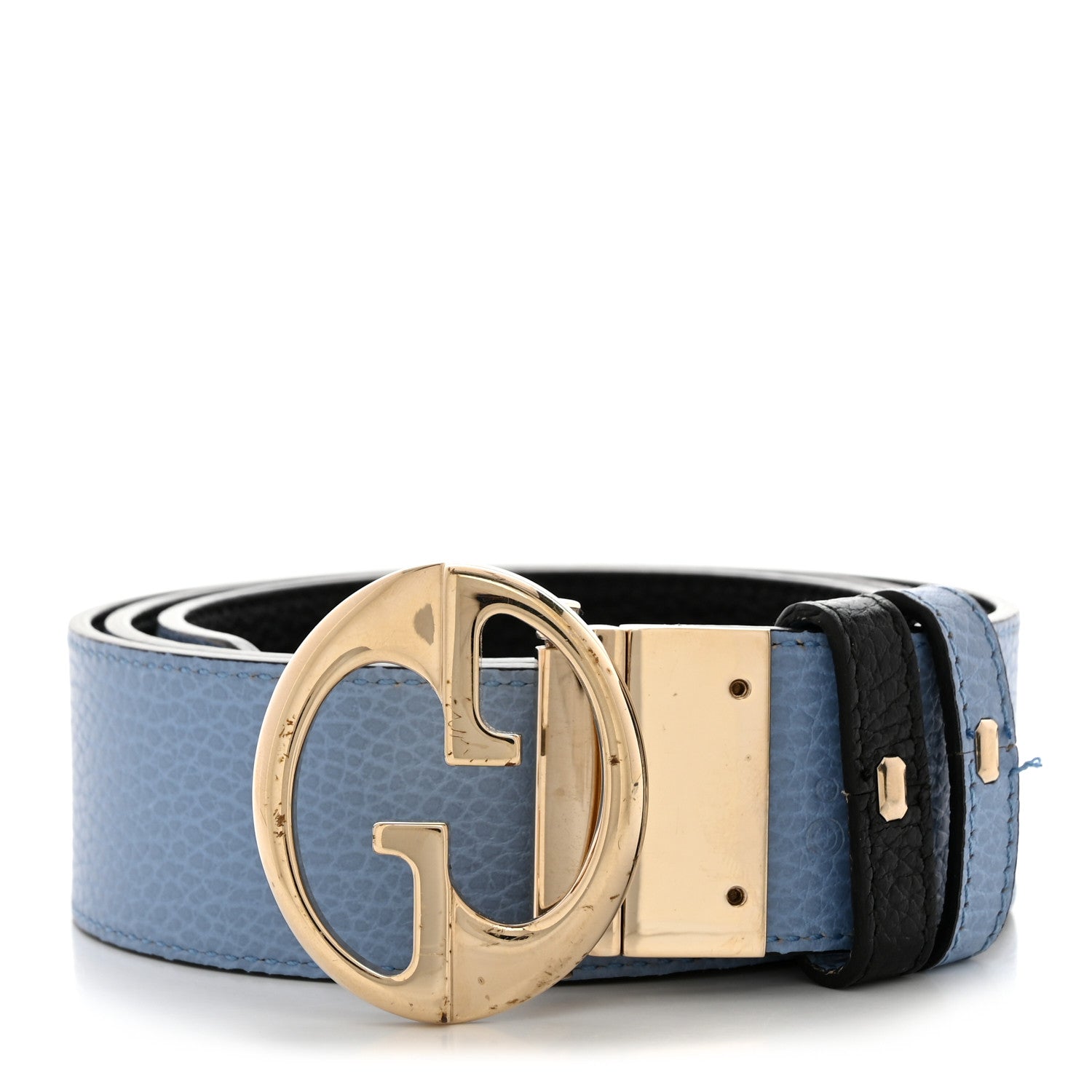 Gucci Dollar Calfskin 1973 Reversible Belt 90 36 Black Mineral Blue 1 of 6