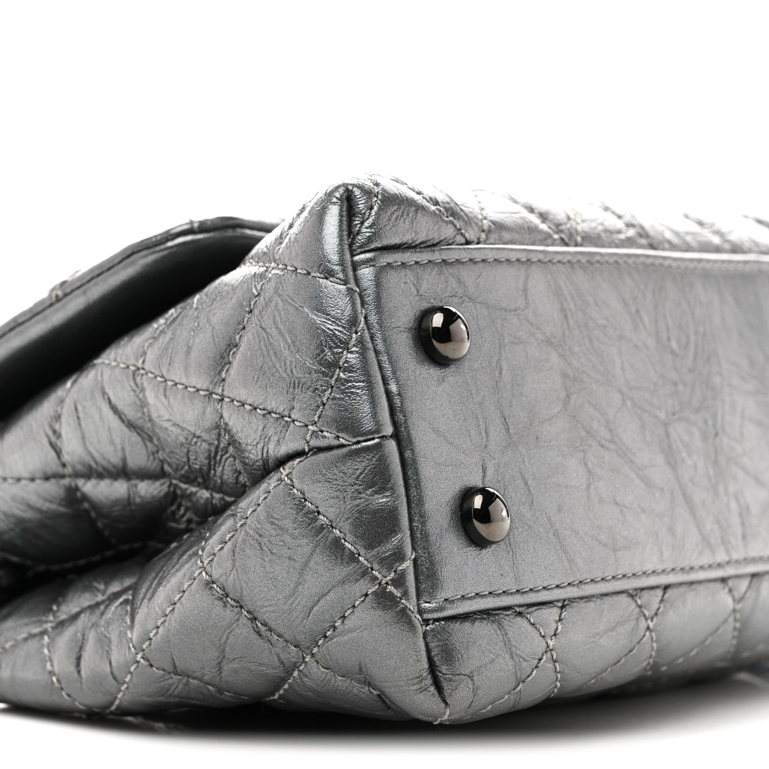 Chanel Metallic Aged Calfskin Quilted Mini Coco Handle Flap Charcoal 9 of 10