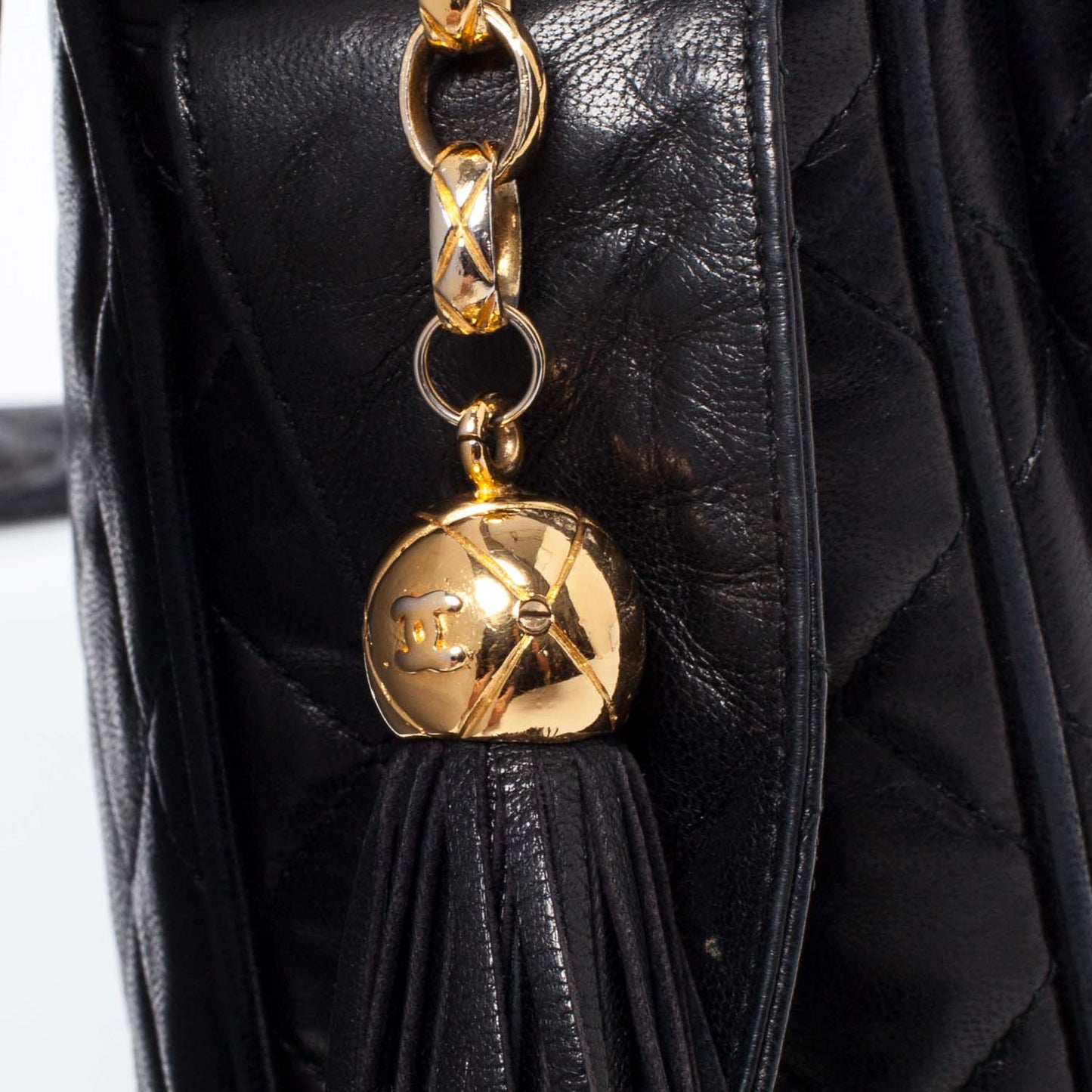 Lambskin Tassel Camera Case Black