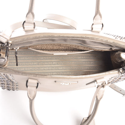 Prada Saffiano Lux Studded Crystal Medium Galleria Double Zip Tote Talco 5 of 12