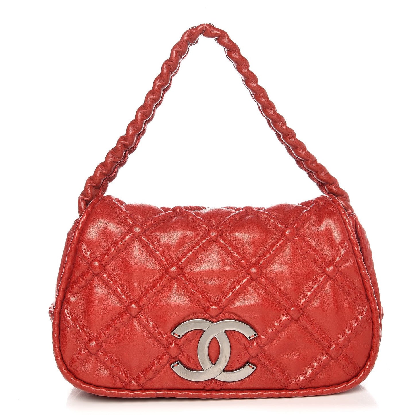 Lambskin Hidden Chain Flap Red