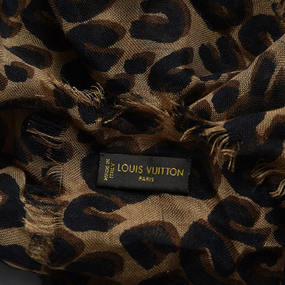 Louis Vuitton Cashmere Silk Leopard Etole Stole Marron 4 of 8