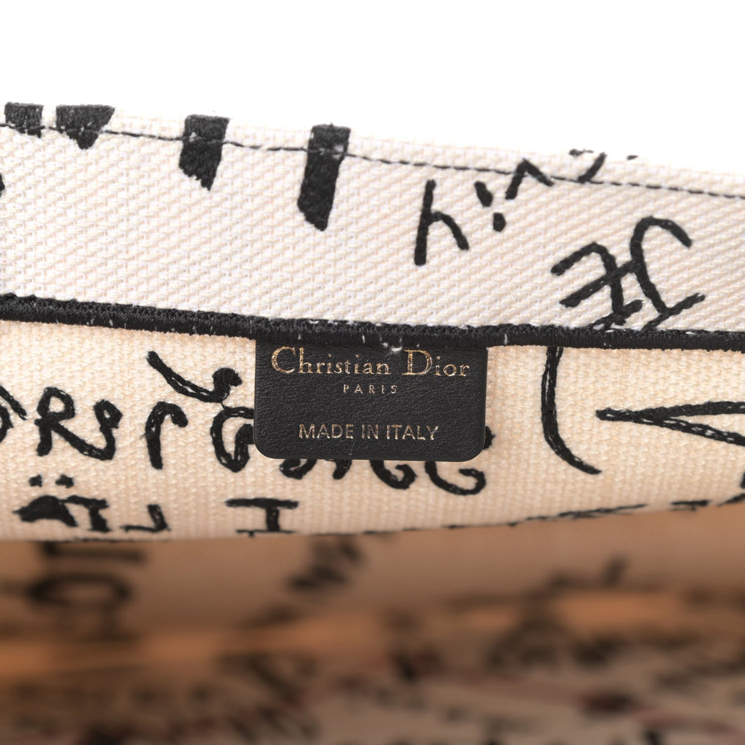 Christian Dior Canvas Embroidered Dioramour Graffiti Book Tote Latte Multicolor 6 of 11