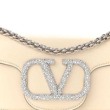 Valentino Garavani Calfskin Crystal Vlogo Small Loco Shoulder Bag Light Ivory 8 of 10