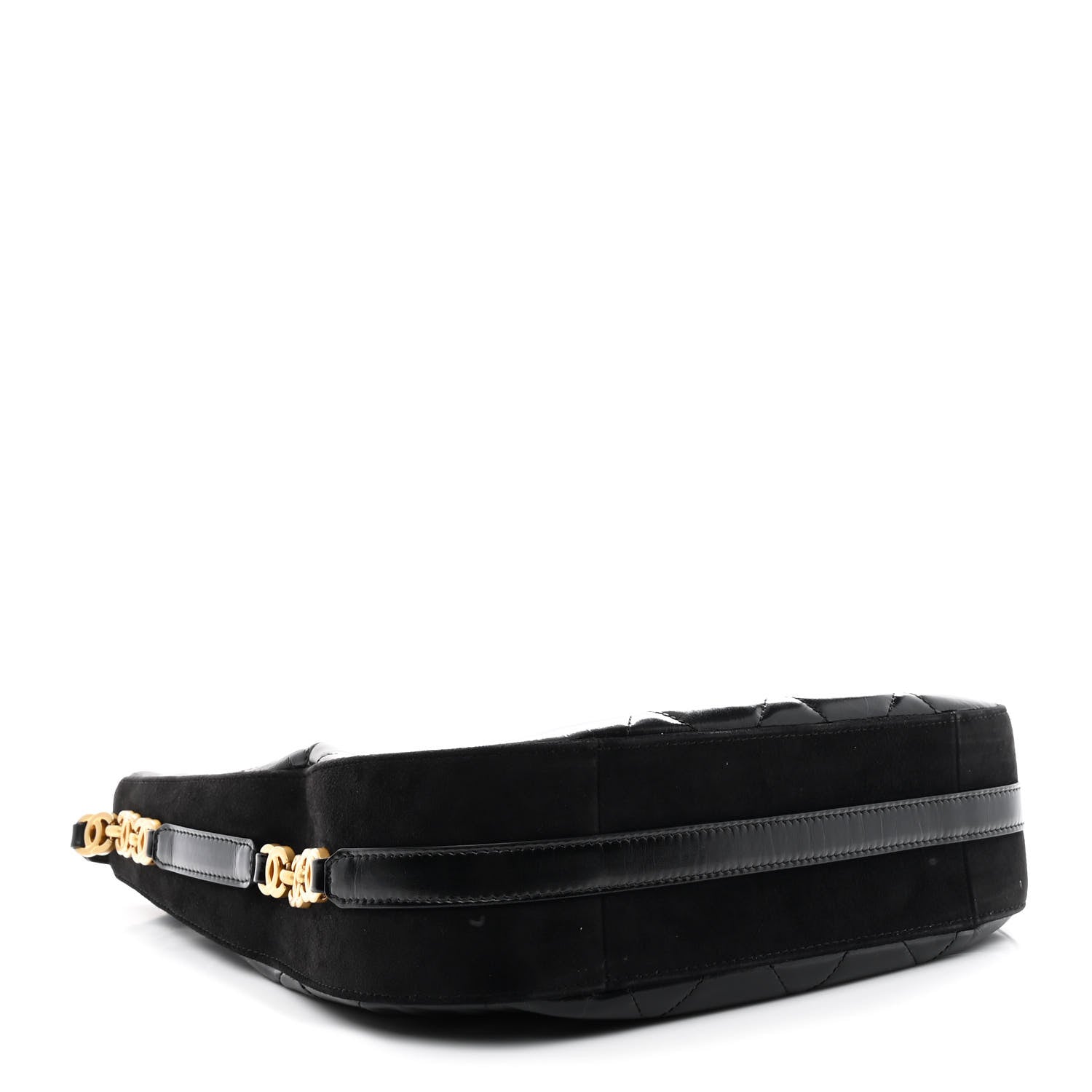 Chanel Shiny Calfskin Suede Goatskin Quilted Hobo Black 4 of 13