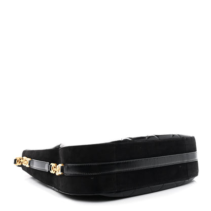 Chanel Shiny Calfskin Suede Goatskin Quilted Hobo Black 4 of 13
