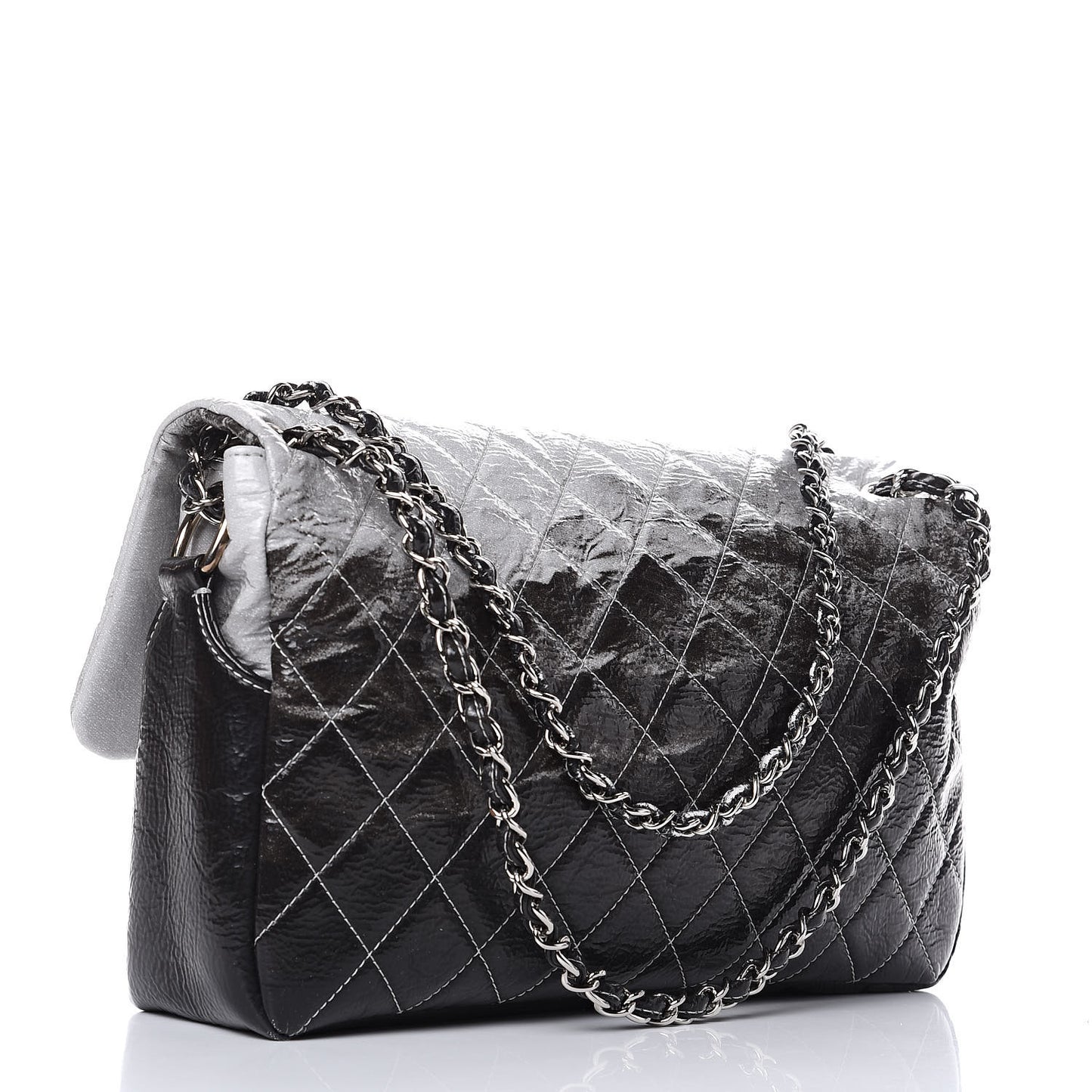 Vinyl Quilted Jumbo Melrose Degrade Flap Black