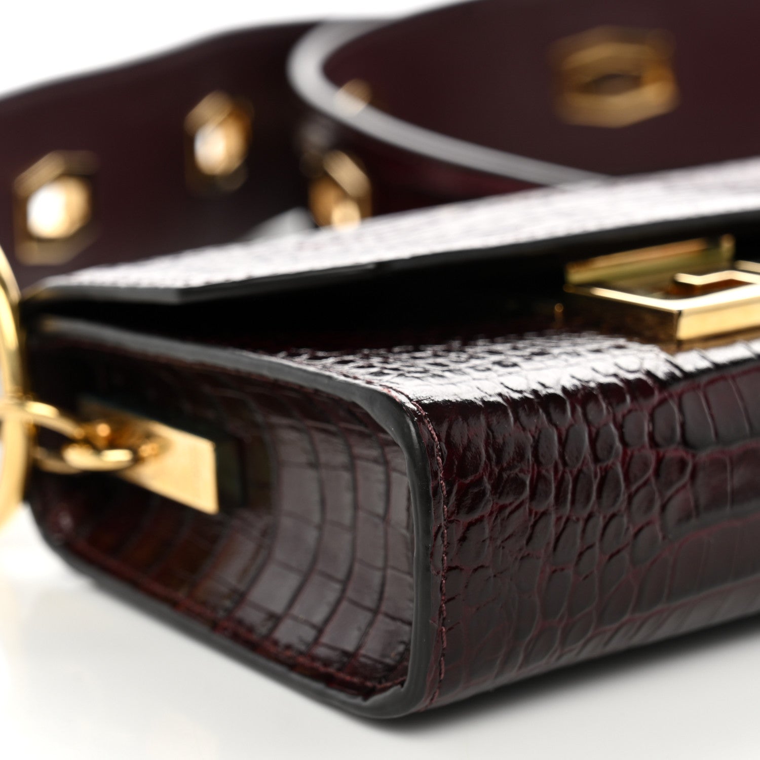 Givenchy Calfskin Crocodile Embossed Eden Bag Eggplant 7 of 10