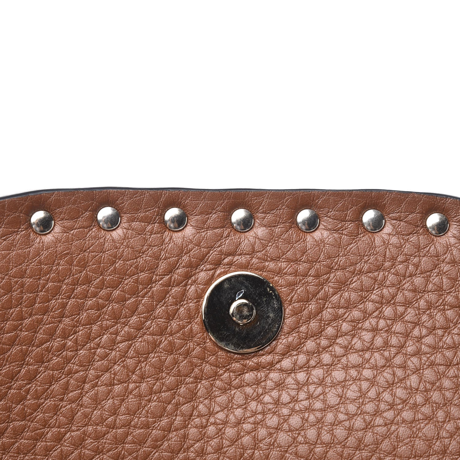 Valentino Garavani Calfskin Large Rockstud Halfmoon Saddle Bag Tan 9 of 11