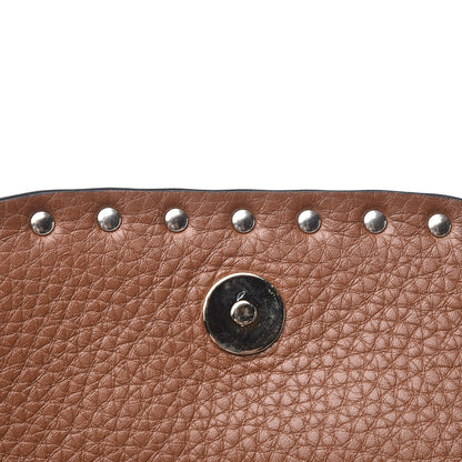 Valentino Garavani Calfskin Large Rockstud Halfmoon Saddle Bag Tan 9 of 11