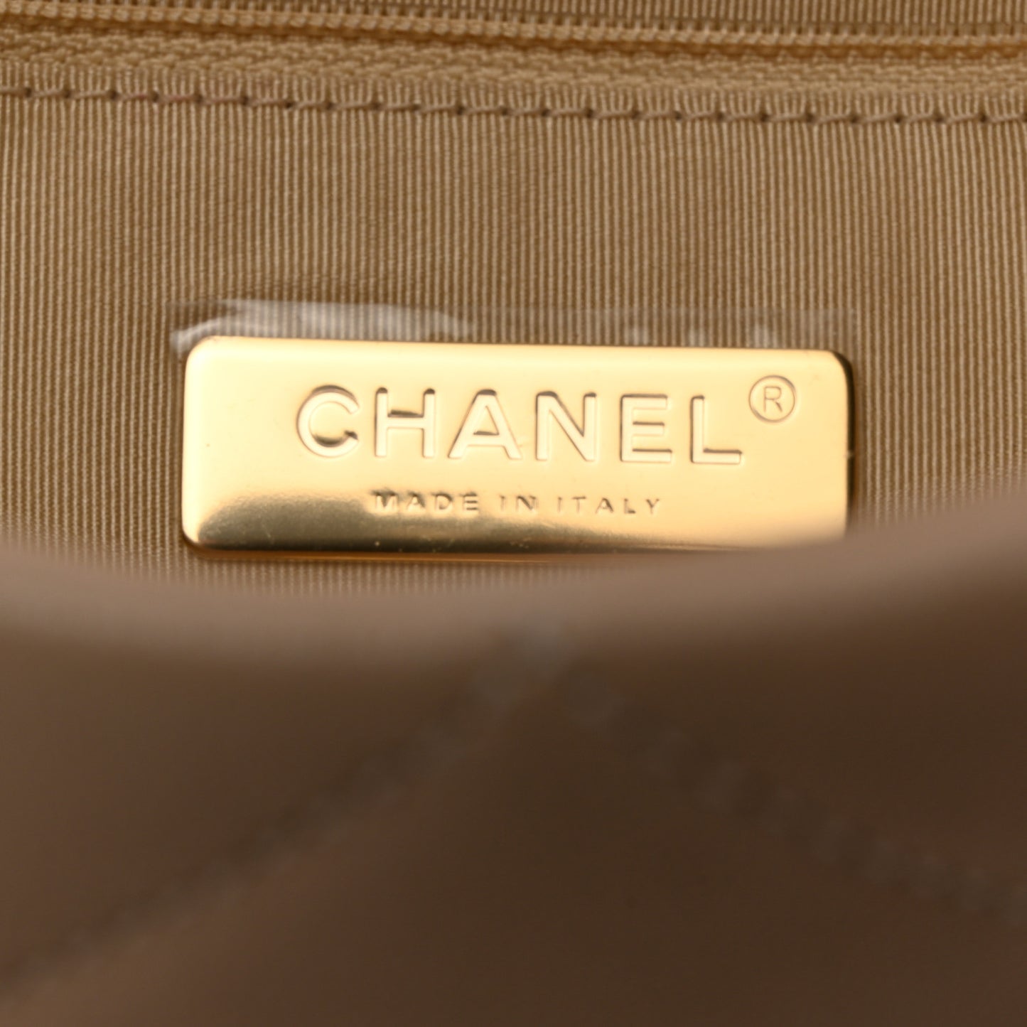 Goatskin Quilted Large Chanel 19 Flap Beige