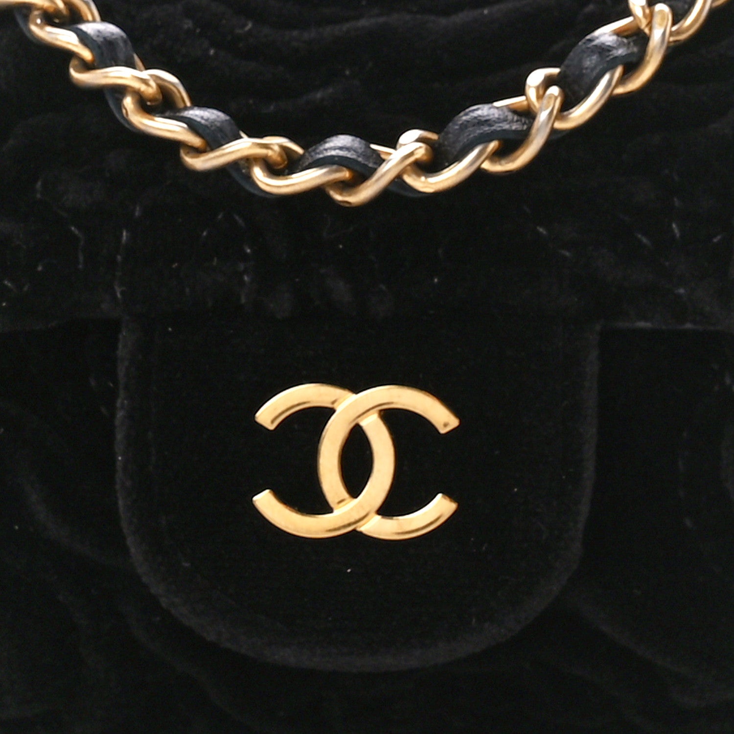 Chanel Velvet Camellia Embossed Jewel Belt Card Holder With Chain Black 8 of 10