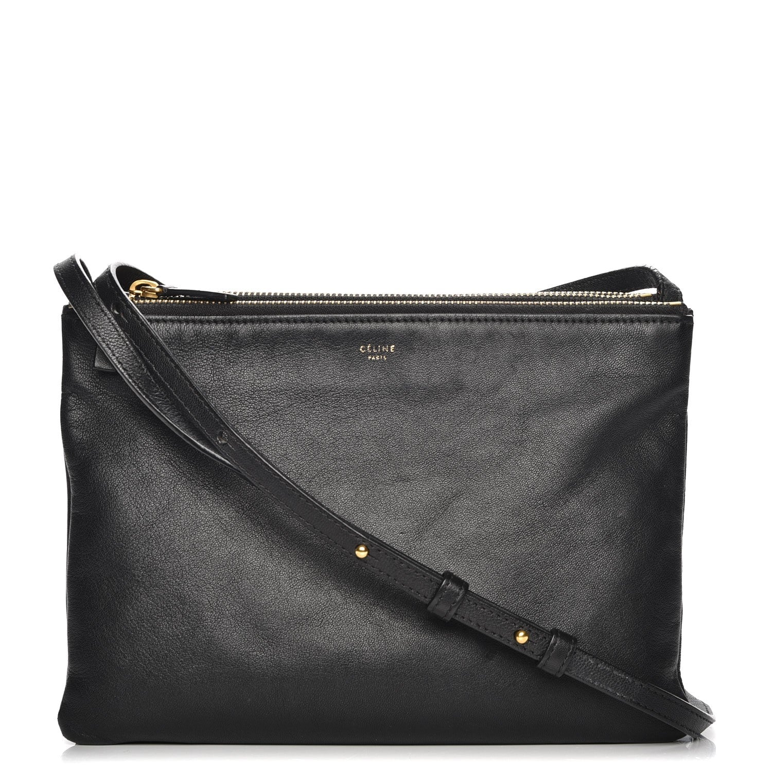 Celine Lambskin Large Trio Crossbody Bag Black 1 of 11