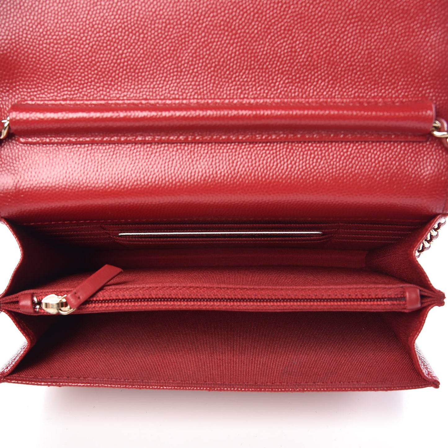 Caviar Quilted Square Wallet On Chain WOC Dark Red