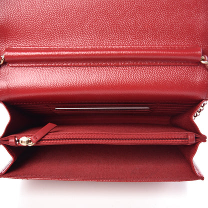 Chanel Caviar Quilted Square Wallet On Chain WOC Dark Red 5 of 8