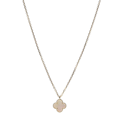 Van Cleef & Arpels 18K Yellow Gold Mother of Pearl Sweet Alhambra Pendant Necklace 1 of 8